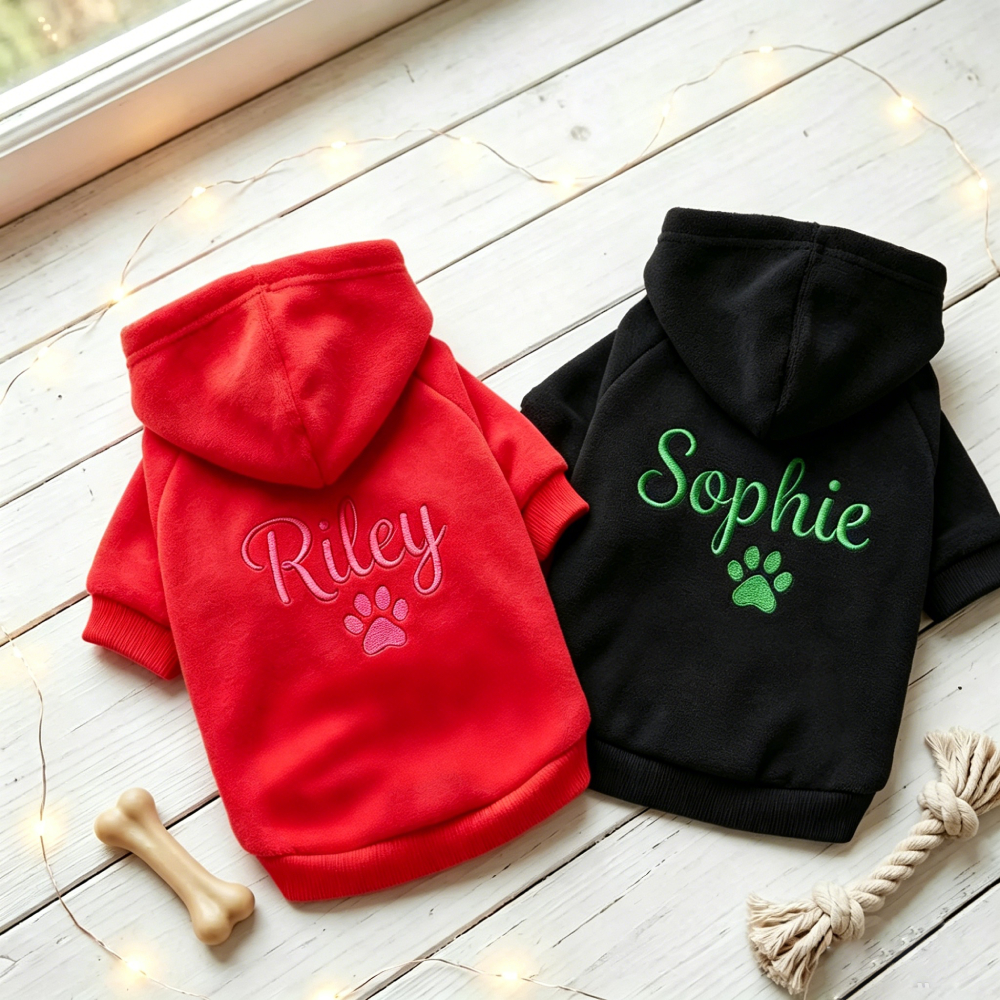 Personalized Embroidered Cozy Season Warm Puppy Hoodie | MNCloth225