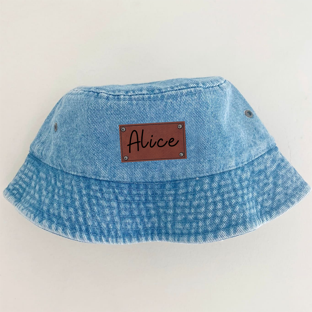 Personalized Leather Patch Denim Bucket Hat for Comfort & Unique | CWBeach83