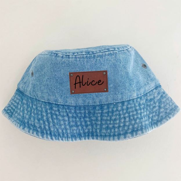 Personalized Leather Patch Denim Bucket Hat for Comfort & Unique | CWBeach83