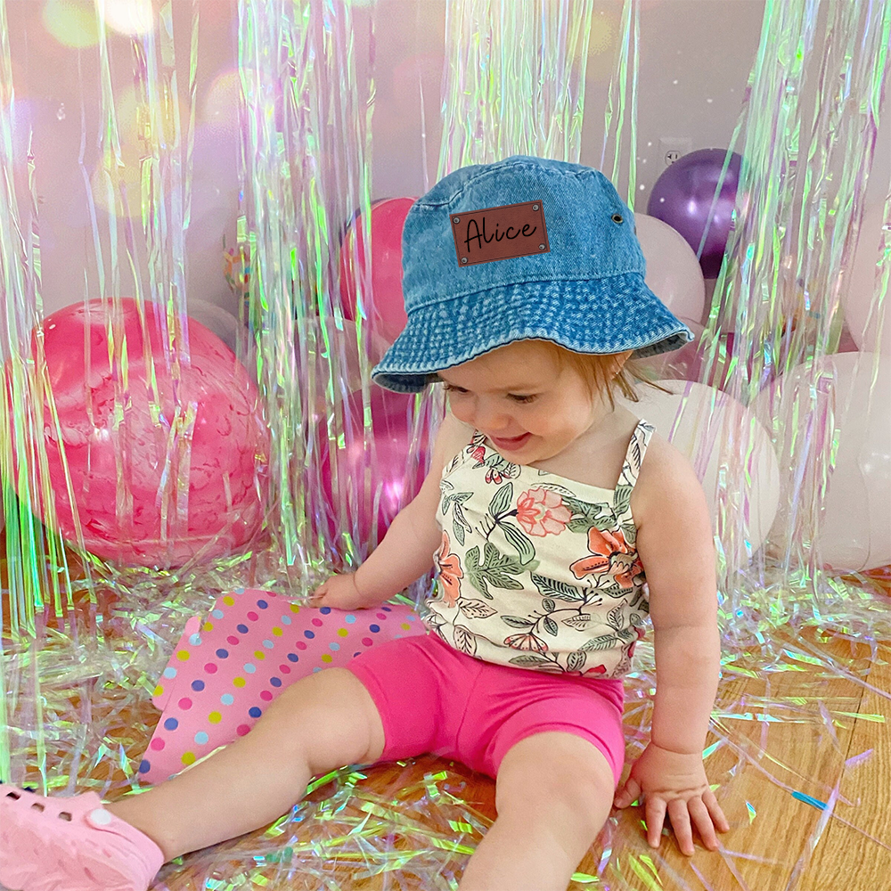 Personalized Leather Patch Denim Bucket Hat for Comfort & Unique | CWBeach83
