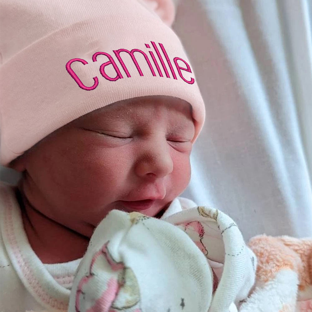 Personalized Embroidery Newborn Coming Home Bear Beanie And Gloves Set | HSKid56