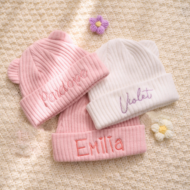 Personalized Embroidery Lovely Bear Baby Hat for Comfort & Unique | HSKid57