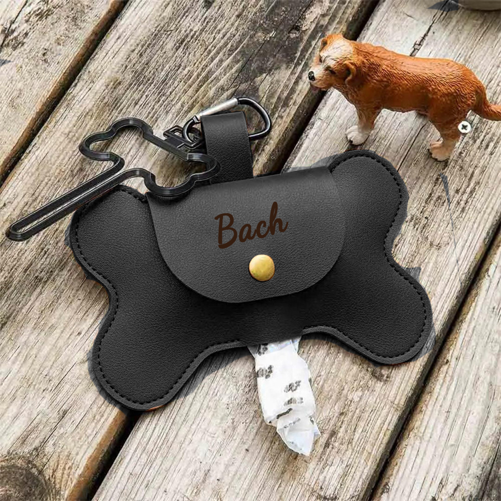 Personalized Cowhide Leather Dog Poop Bag Holder | BKPet190