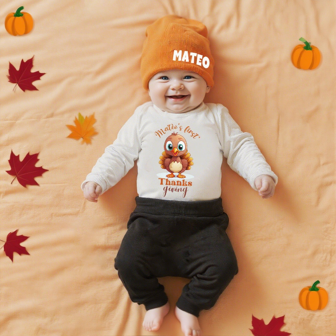 Personalized Baby First Thanksgiving Outfit Set | CWThanks02