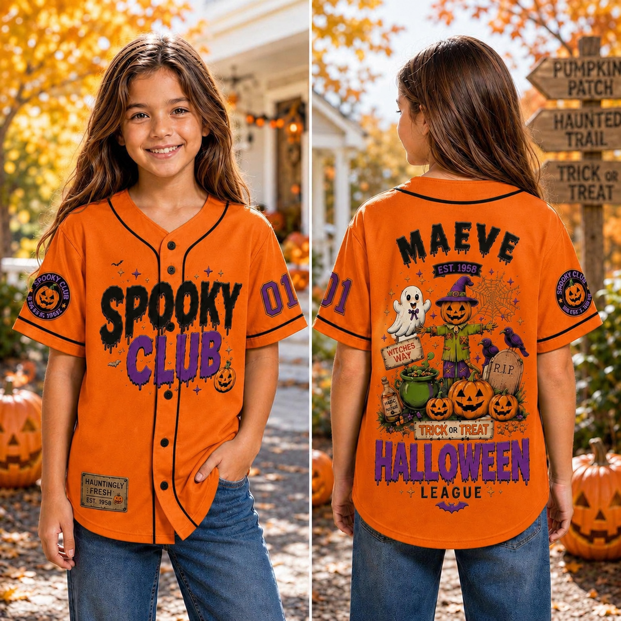 Personalized Halloween Button Up Baseball Jersey For Kid & Adult | CWHalloween92