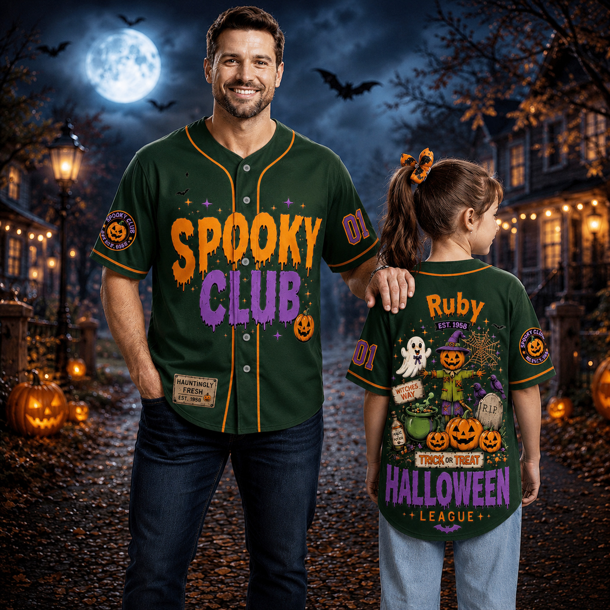 Personalized Halloween Button Up Baseball Jersey For Kid & Adult | CWHalloween92
