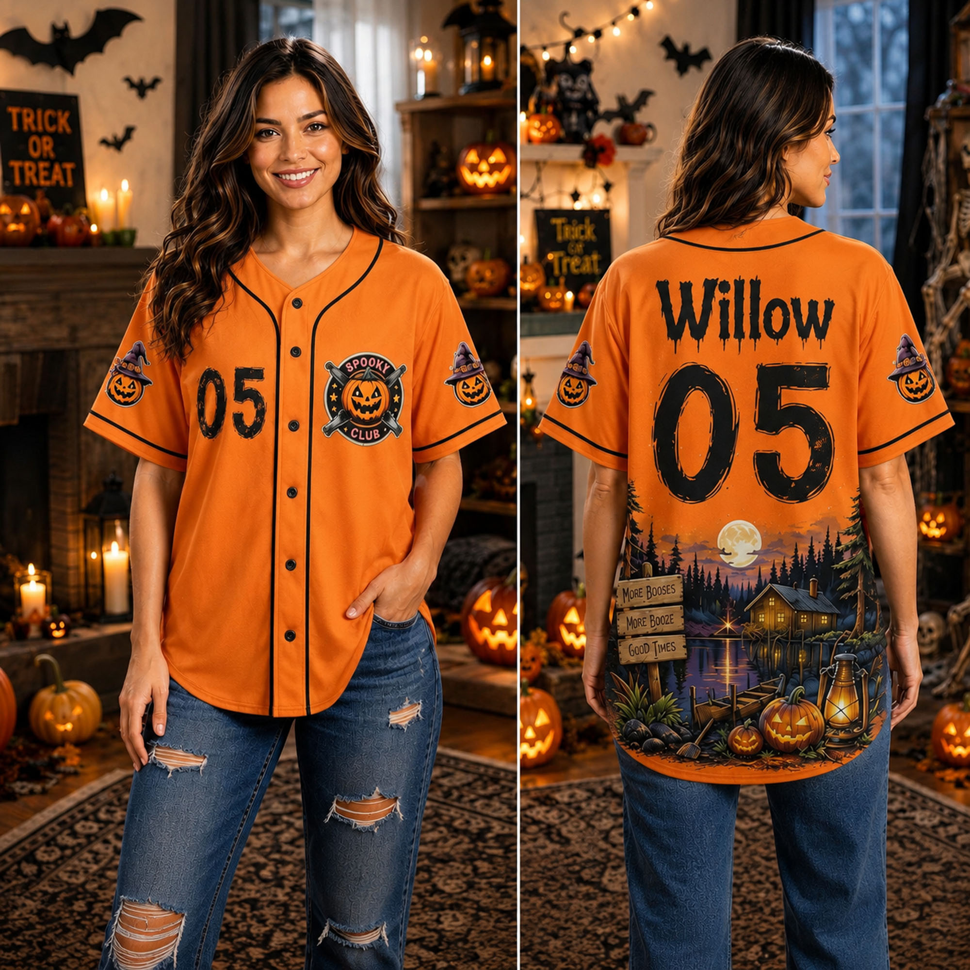 Personalized Halloween Button Up Baseball Jersey For Kid & Adult | CWHalloween93
