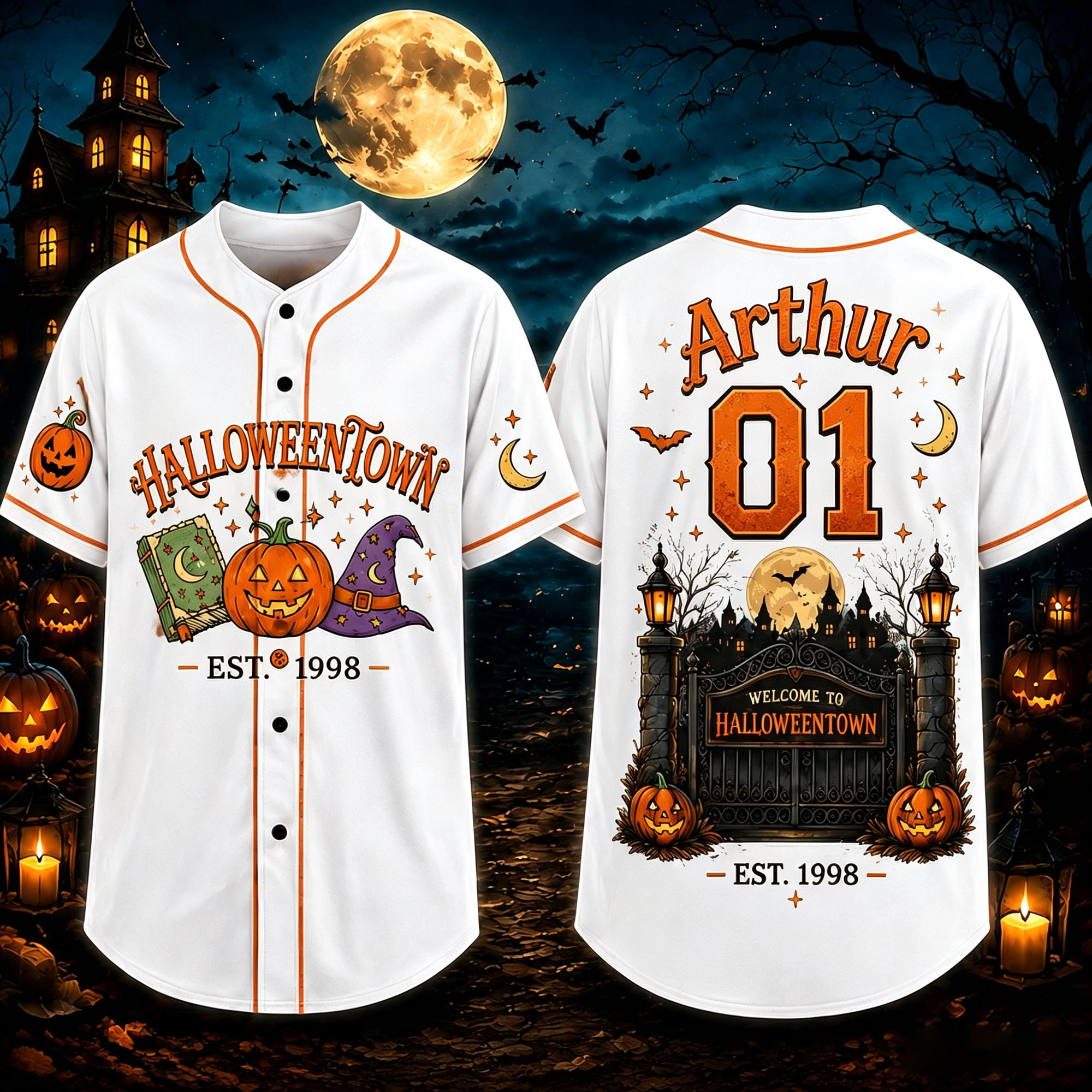 Personalized Halloween Button Up Baseball Jersey For Kid & Adult | CWHalloween96