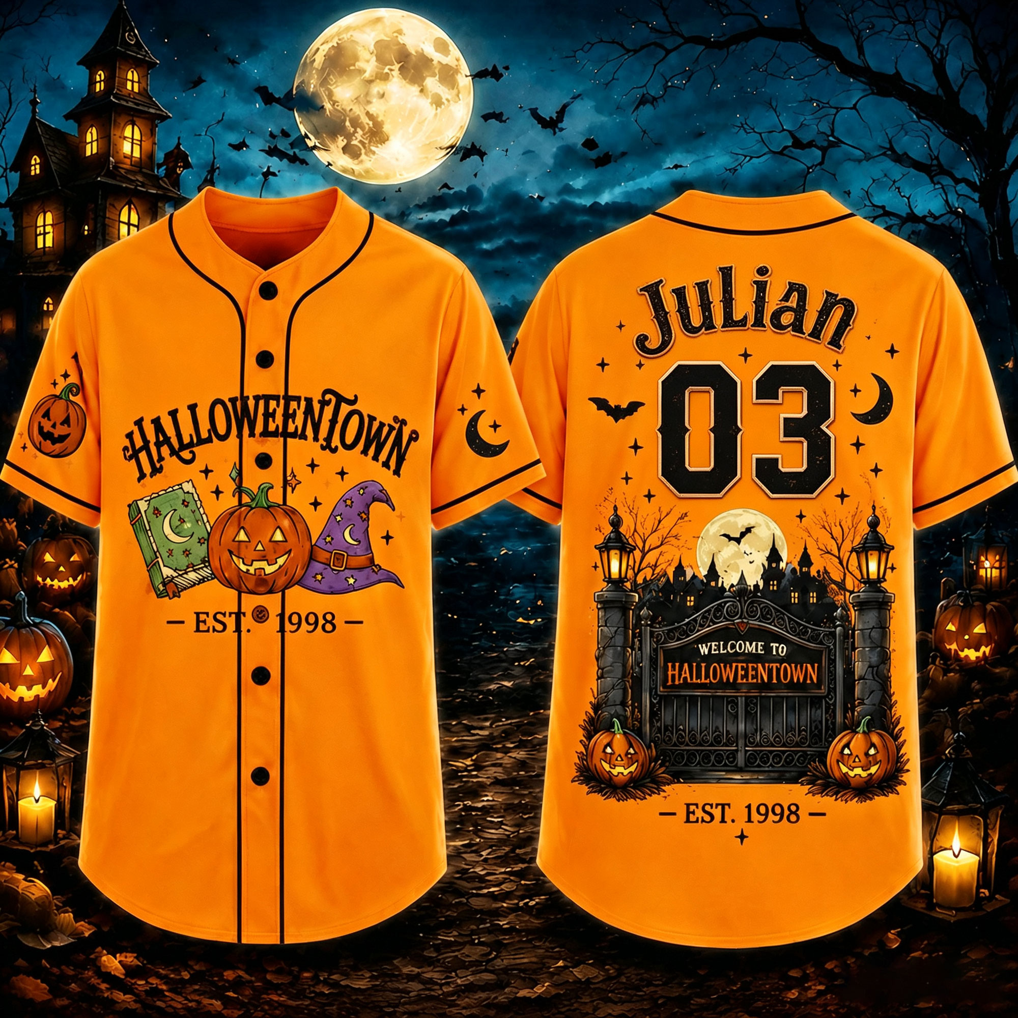 Personalized Halloween Button Up Baseball Jersey For Kid & Adult | CWHalloween96