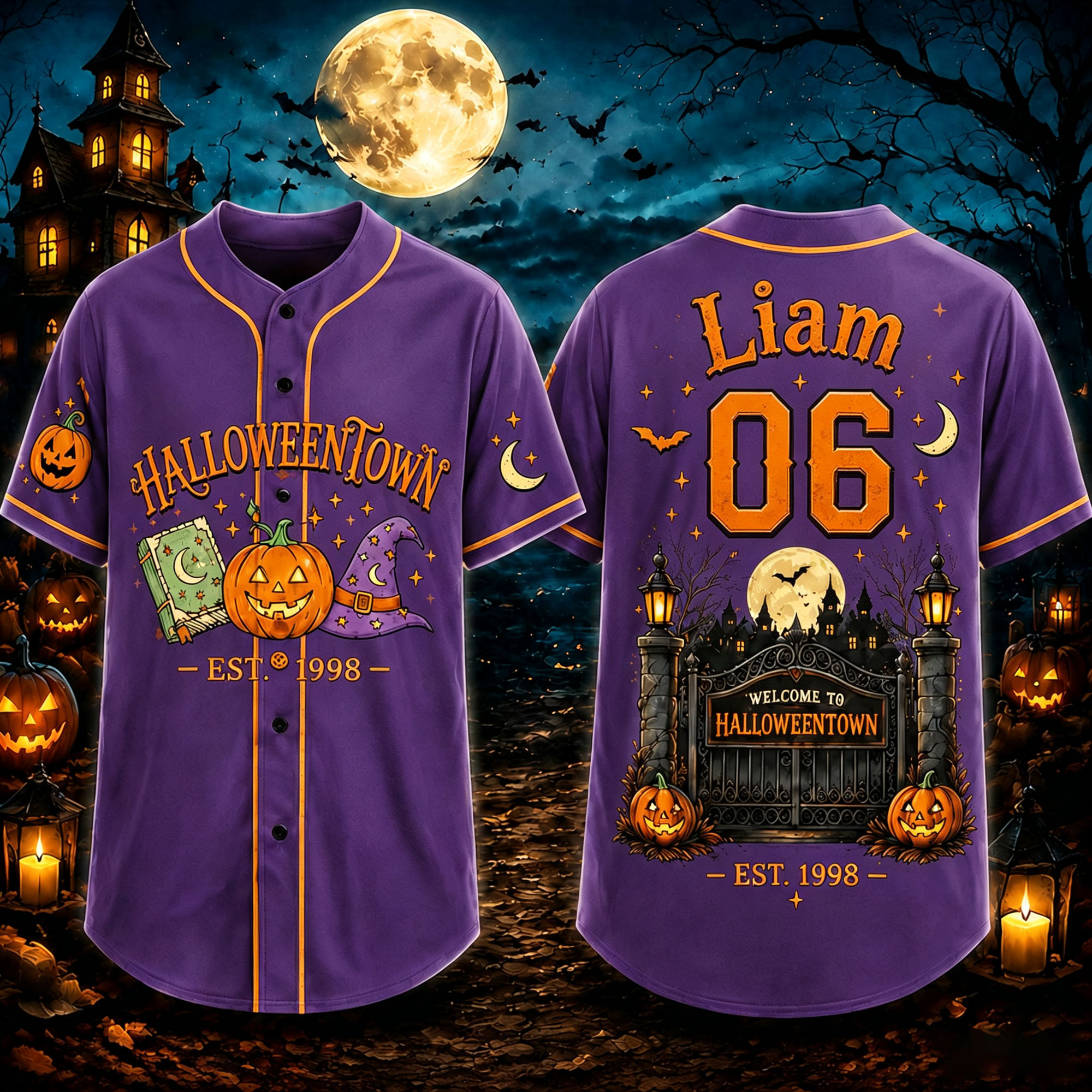 Personalized Halloween Button Up Baseball Jersey For Kid & Adult | CWHalloween96