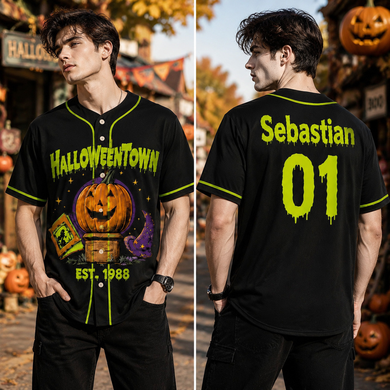 Personalized Halloween Button Up Baseball Jersey For Kid & Adult | CWHalloween97