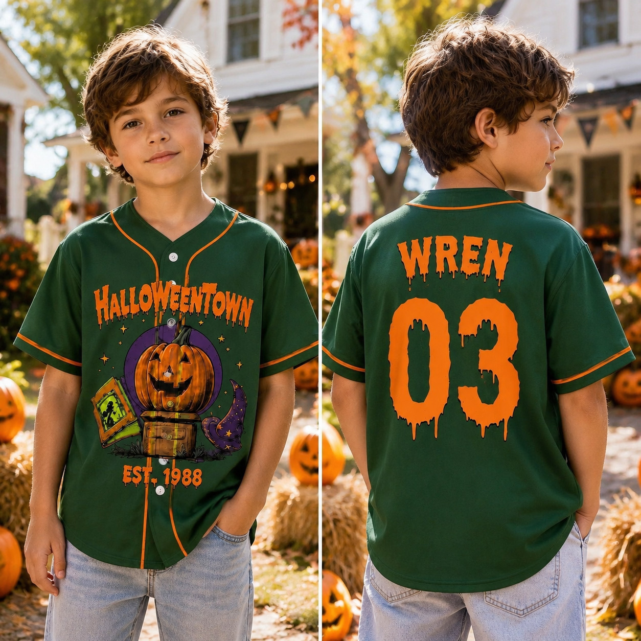 Personalized Halloween Button Up Baseball Jersey For Kid & Adult | CWHalloween97