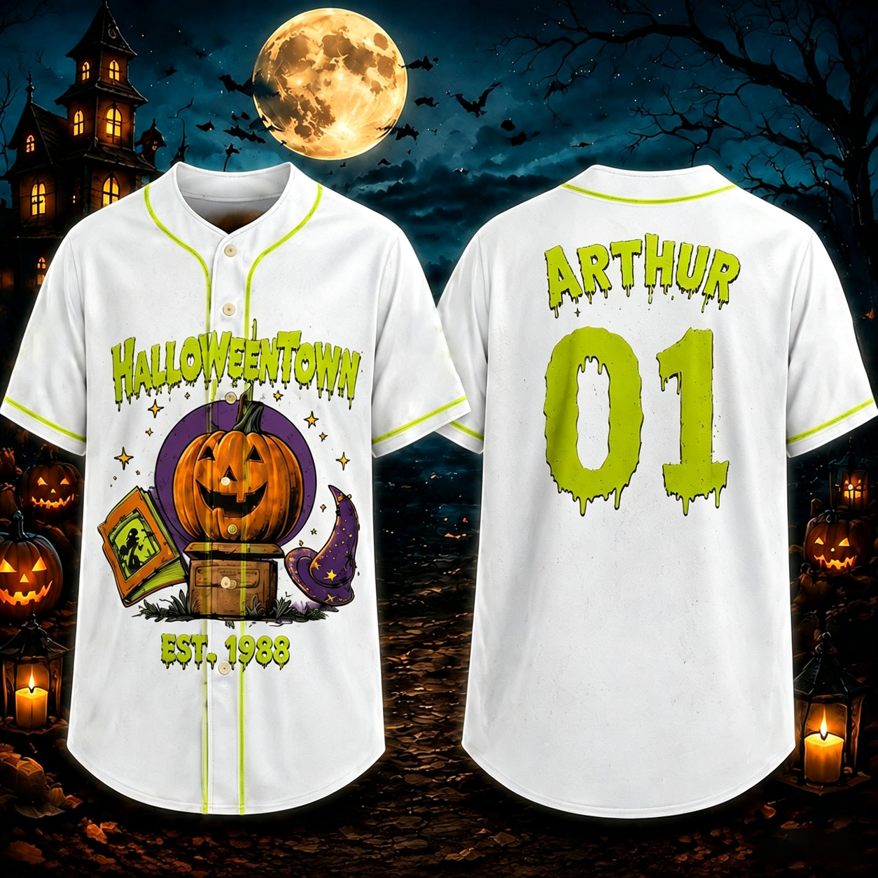 Personalized Halloween Button Up Baseball Jersey For Kid & Adult | CWHalloween97