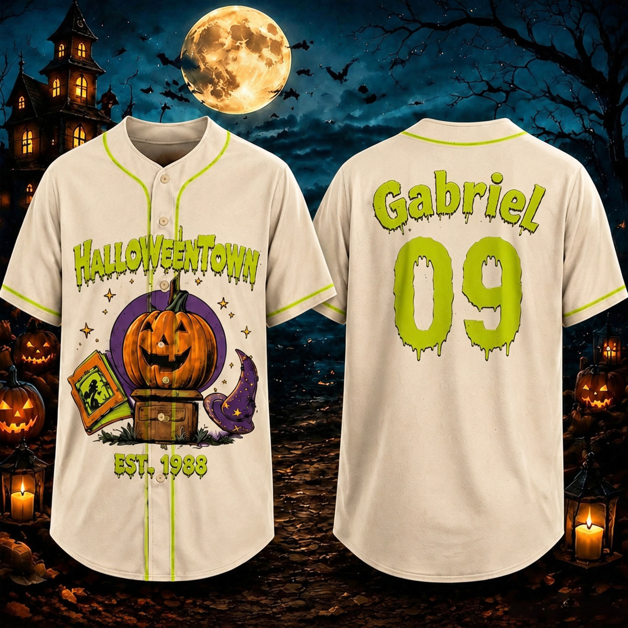 Personalized Halloween Button Up Baseball Jersey For Kid & Adult | CWHalloween97