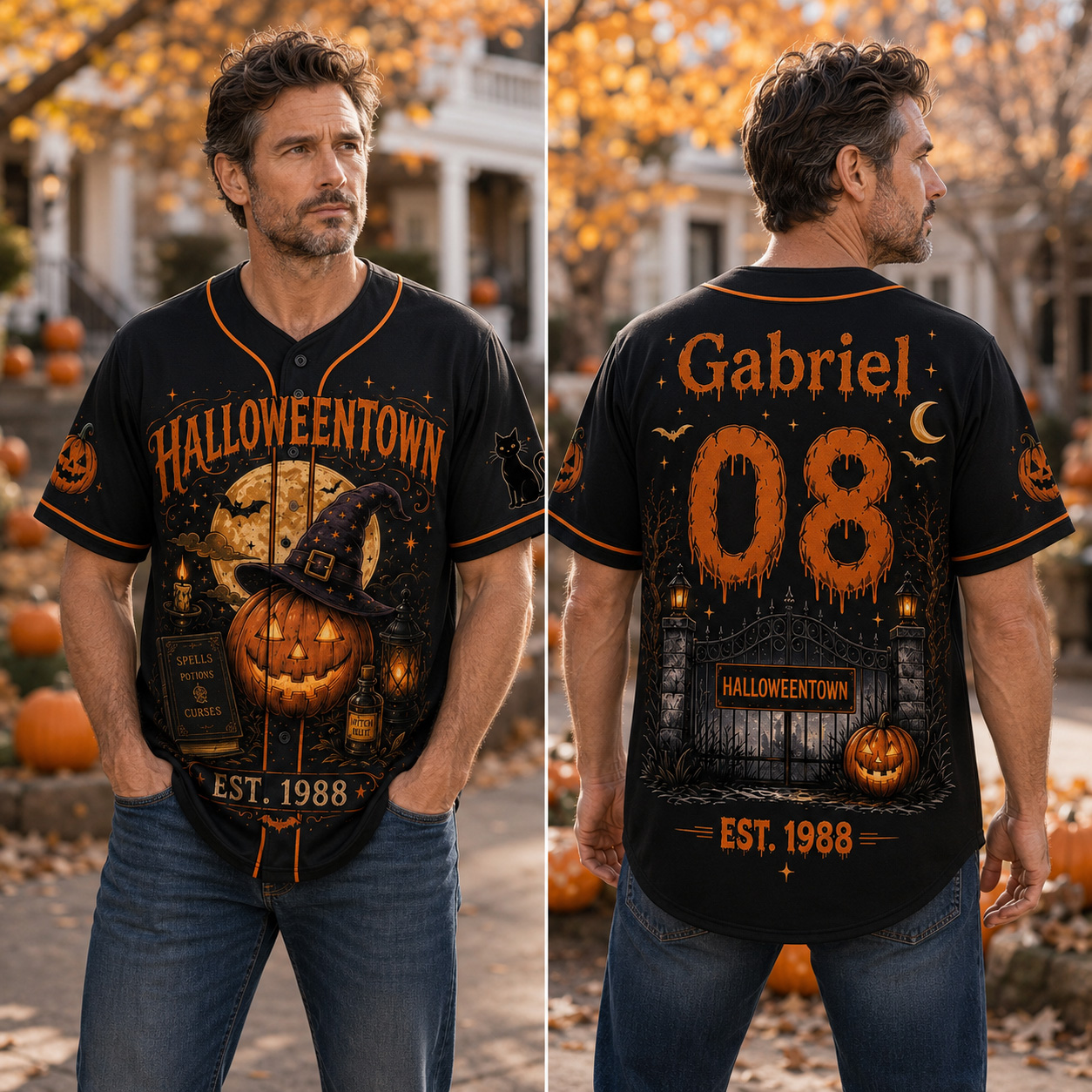 Personalized Halloween Button Up Baseball Jersey For Kid & Adult | CWHalloween98