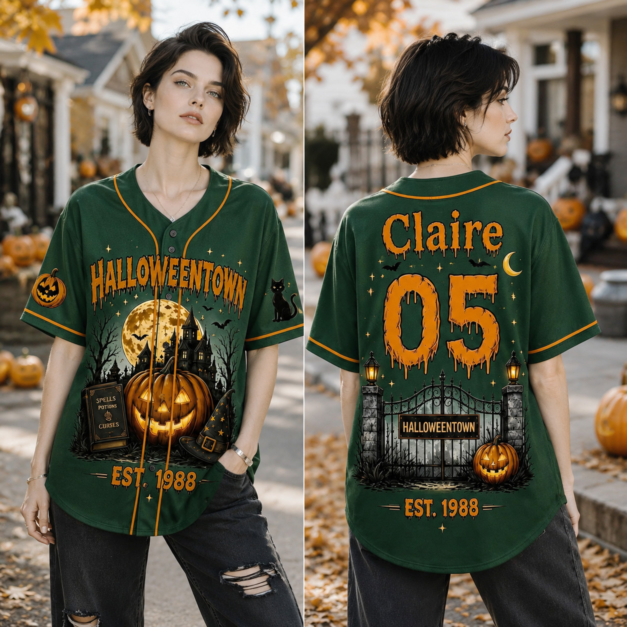 Personalized Halloween Button Up Baseball Jersey For Kid & Adult | CWHalloween98