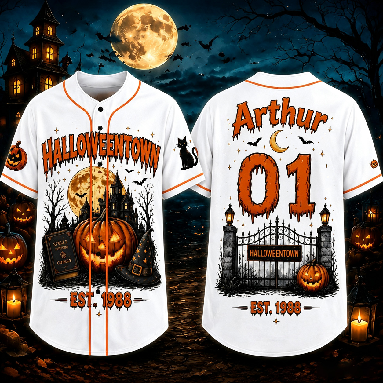 Personalized Halloween Button Up Baseball Jersey For Kid & Adult | CWHalloween98