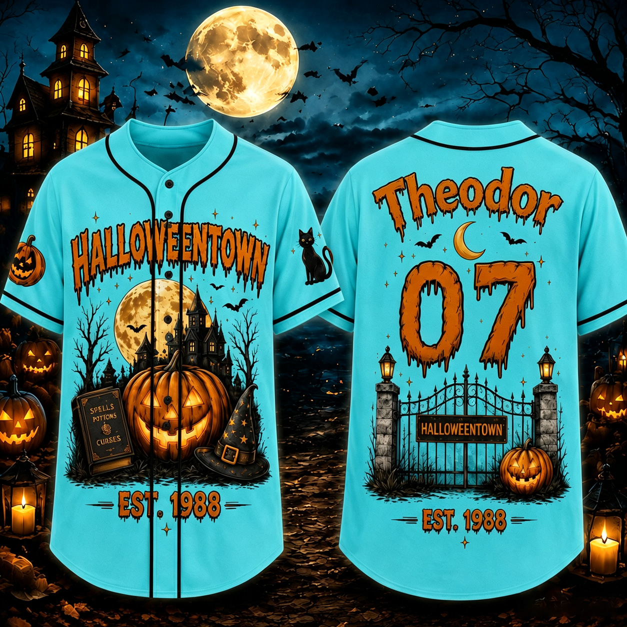 Personalized Halloween Button Up Baseball Jersey For Kid & Adult | CWHalloween98