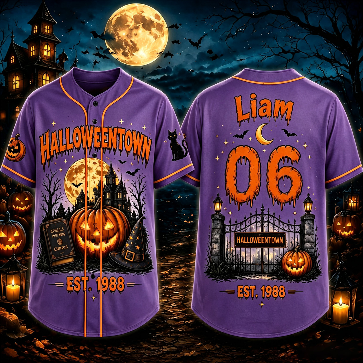 Personalized Halloween Button Up Baseball Jersey For Kid & Adult | CWHalloween98