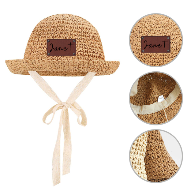 Personalized Summer Leather Patch Straw Hat for Comfort & Unique | CWBeach52