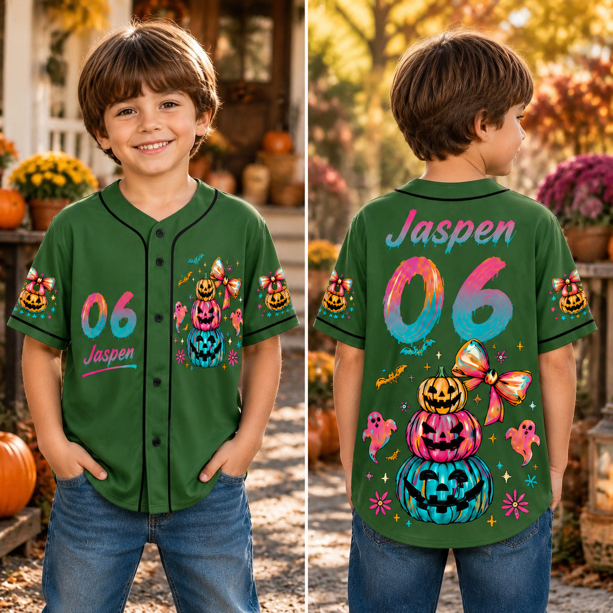 Personalized Halloween Button Up Baseball Jersey For Kid & Adult | CWHalloween103