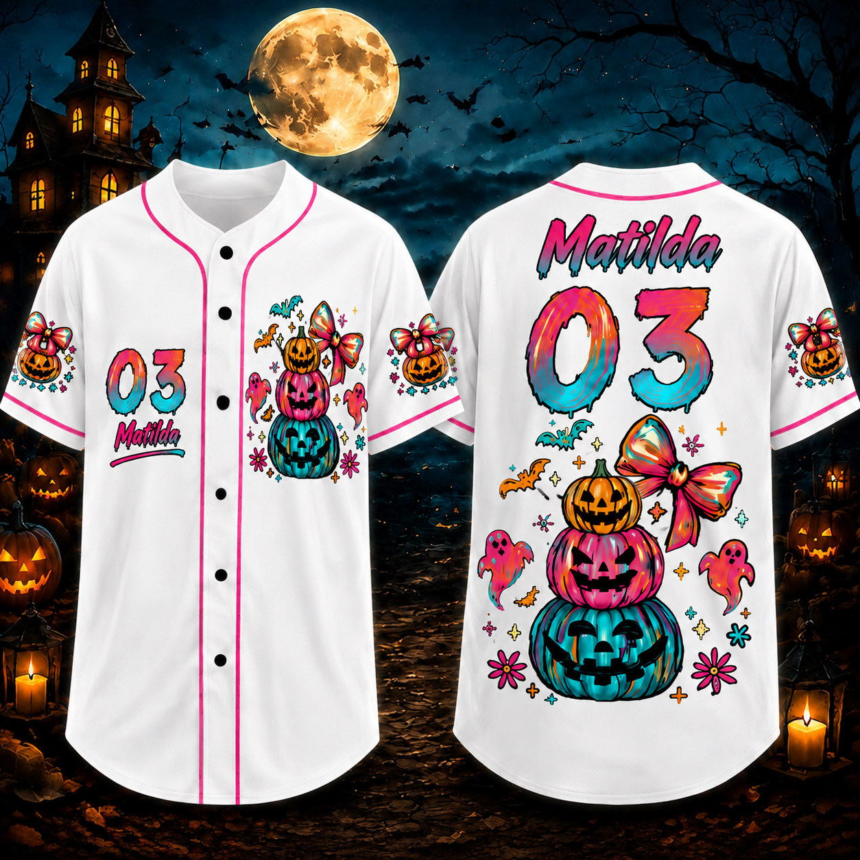 Personalized Halloween Button Up Baseball Jersey For Kid & Adult | CWHalloween103