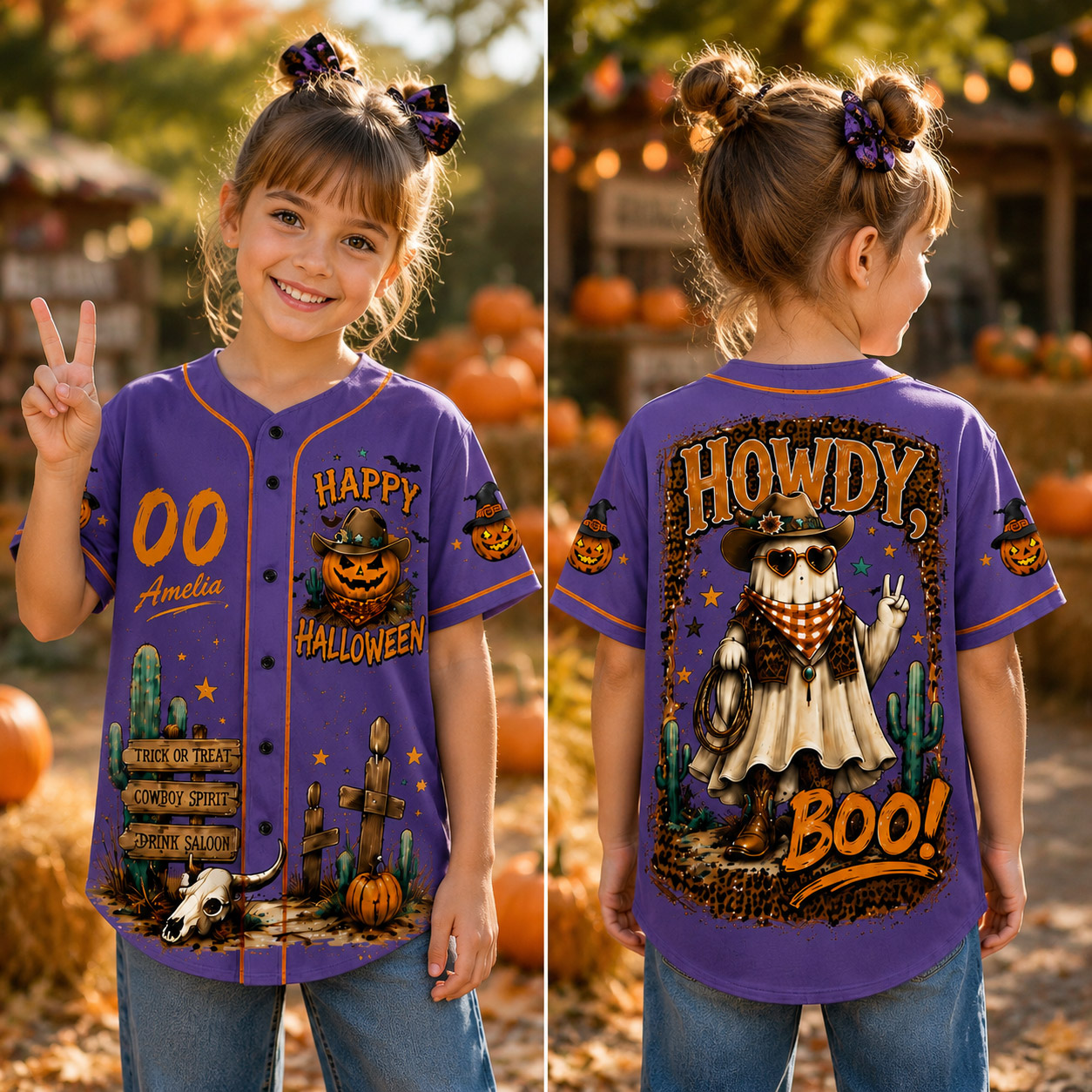Personalized Halloween Button Up Baseball Jersey For Kid & Adult | CWHalloween104