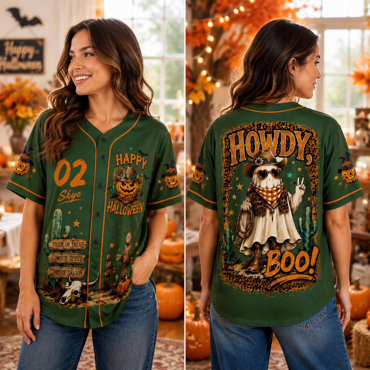 Personalized Halloween Button Up Baseball Jersey For Kid & Adult | CWHalloween104