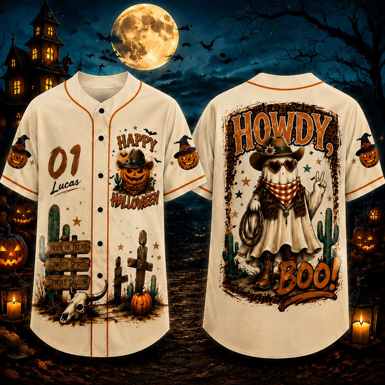 Personalized Halloween Button Up Baseball Jersey For Kid & Adult | CWHalloween104