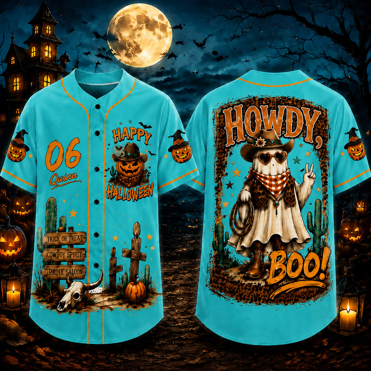 Personalized Halloween Button Up Baseball Jersey For Kid & Adult | CWHalloween104