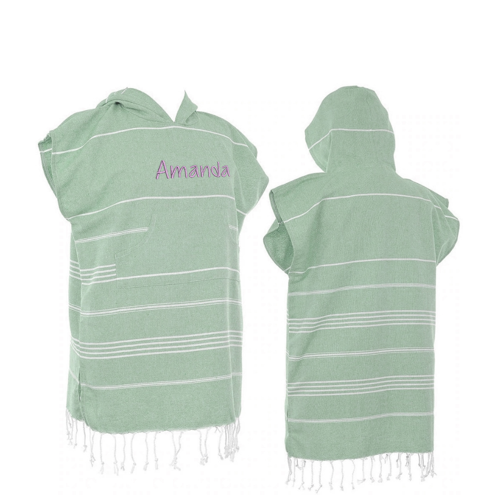 Personalized Turkish Embroidery Beach Towel with Hoodie Kid & Adult | CWBeach73