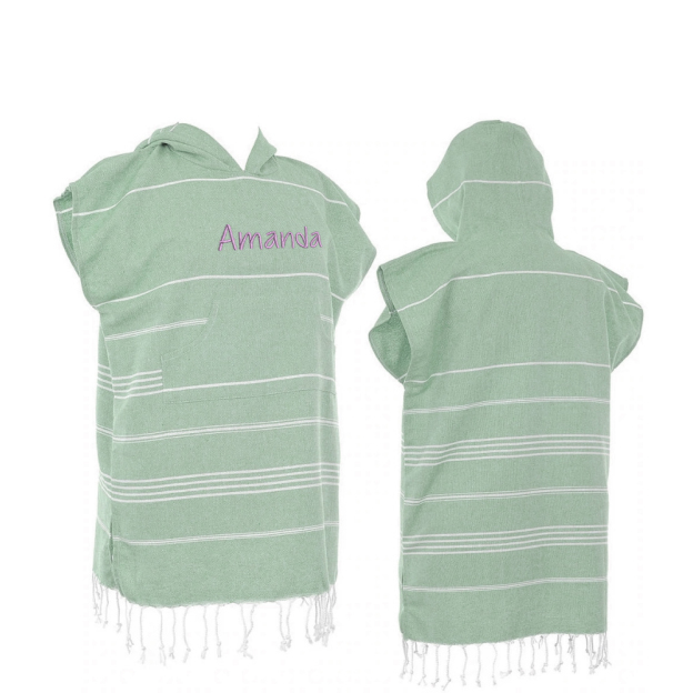 Personalized Turkish Embroidery Beach Towel with Hoodie Kid & Adult | CWBeach73