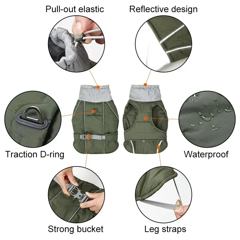 Personalized Warm Puppy Waterproof Reflective Jacket | BKPet39