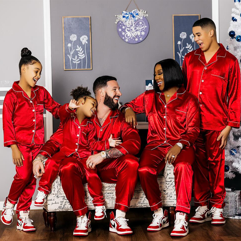 Personalized Christmas Satin Family Pajamas Set | CWFamily119
