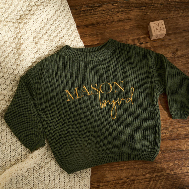 Personalized Embroidered Name Baby Sweater | CWBaby329