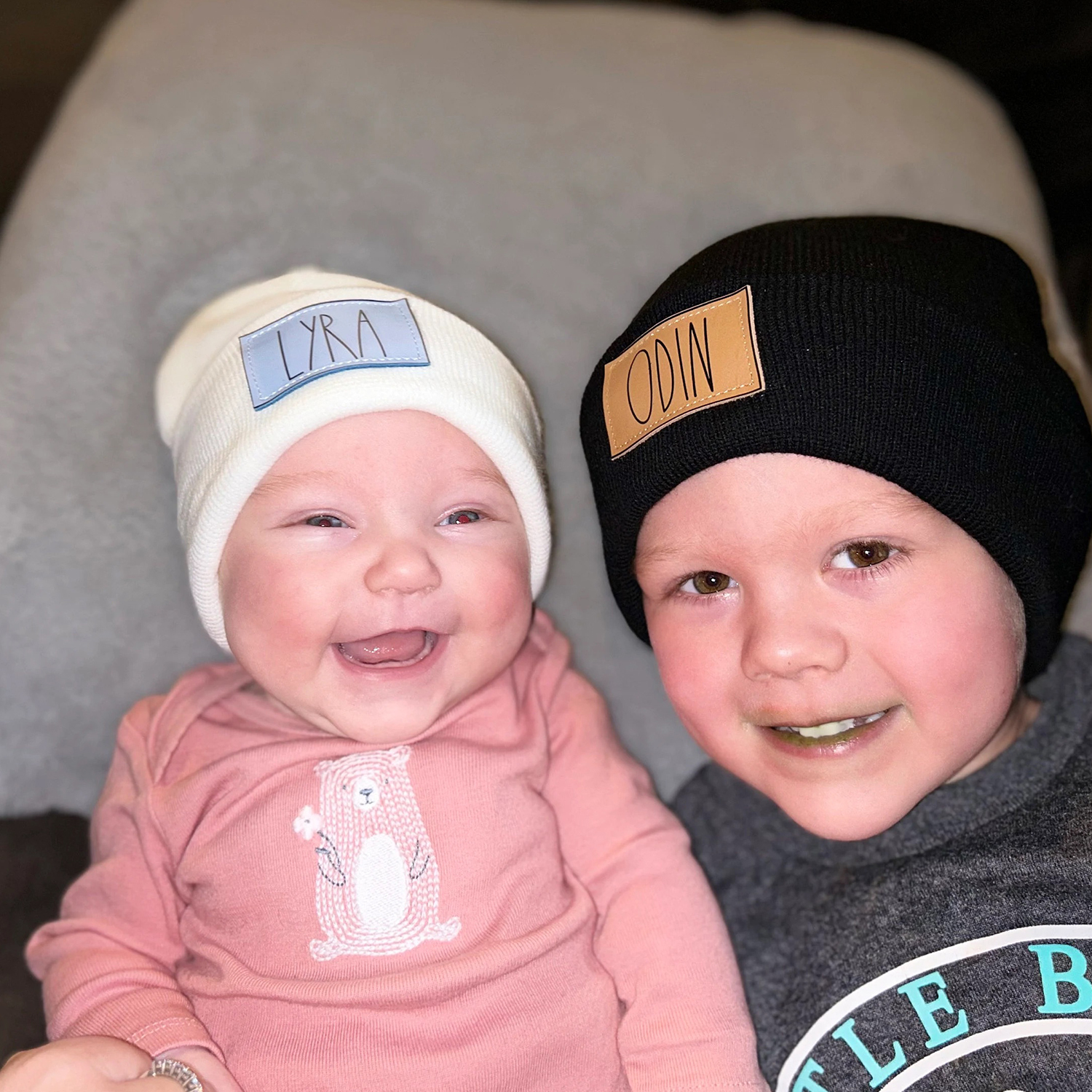 Personalized Leather Patch Beanie for Comfort & Unique | HSKid37