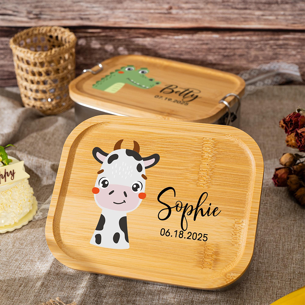 Personalized Wooden Children's Stainless Lunch Box | CWToy134