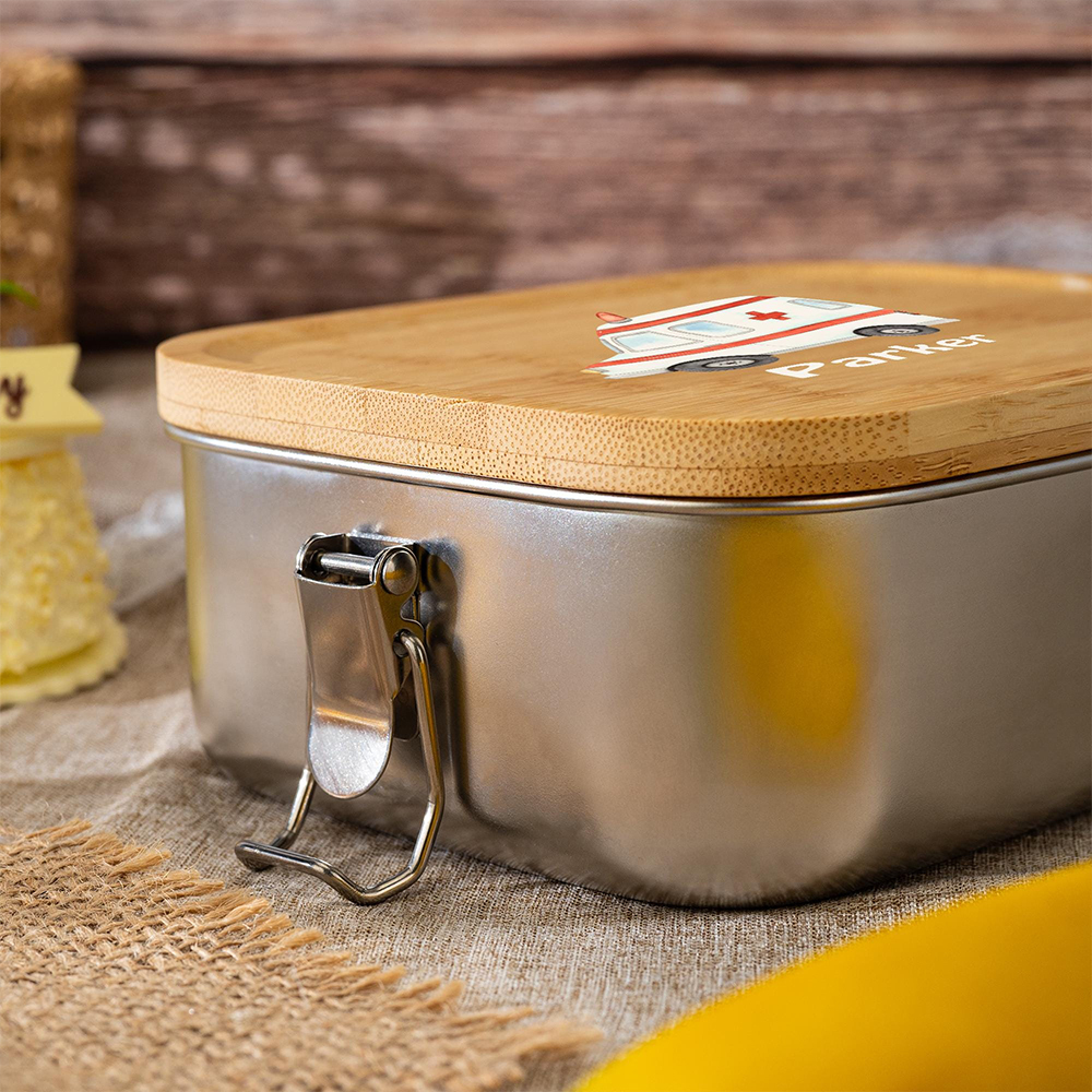 Personalized Wooden Children's Stainless Lunch Box | CWToy134