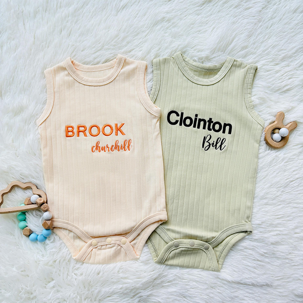 Personalized Embroidered Baby Summer Cool Breathable Romper | CWBaby264