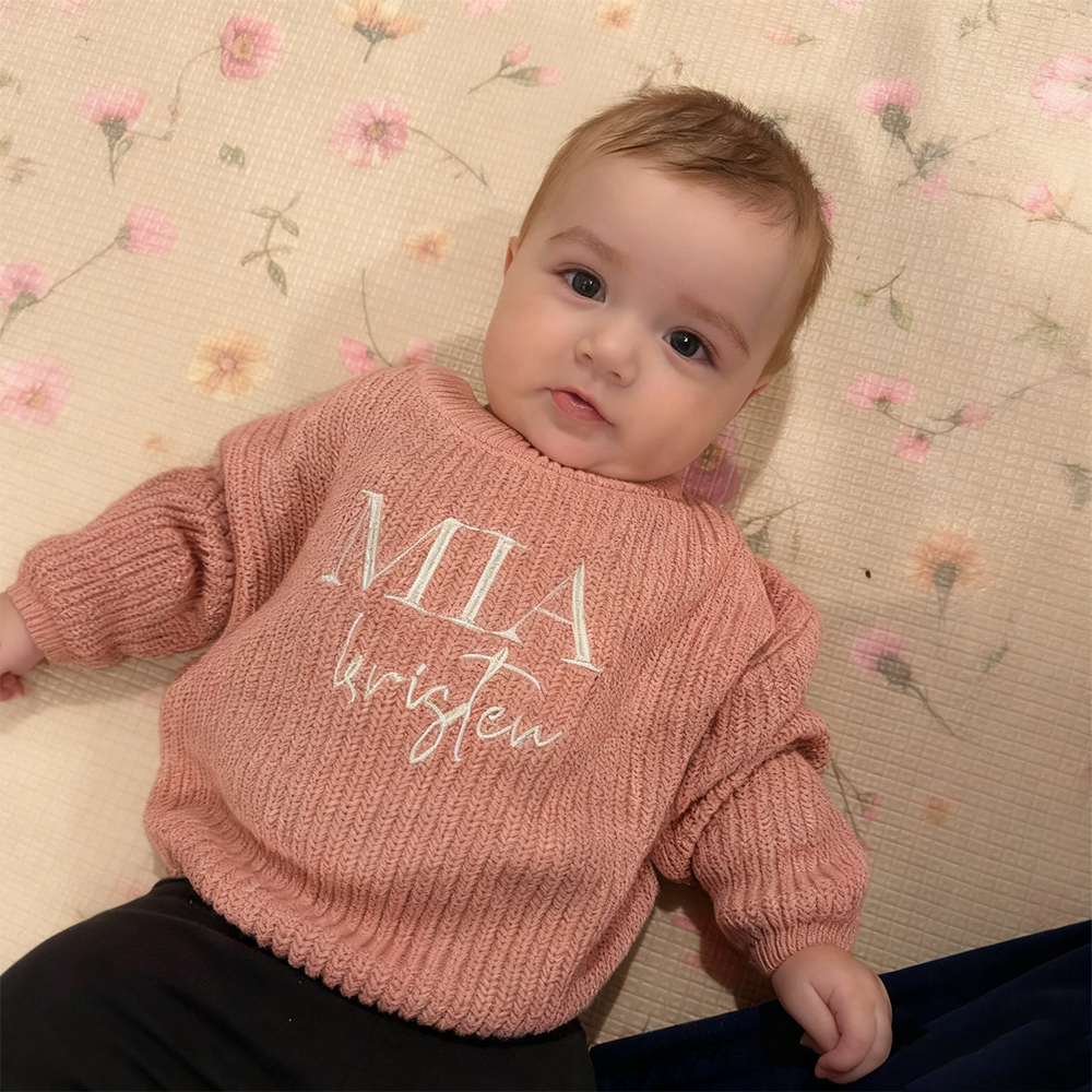 Personalized Embroidered Name Baby Sweater | CWBaby329