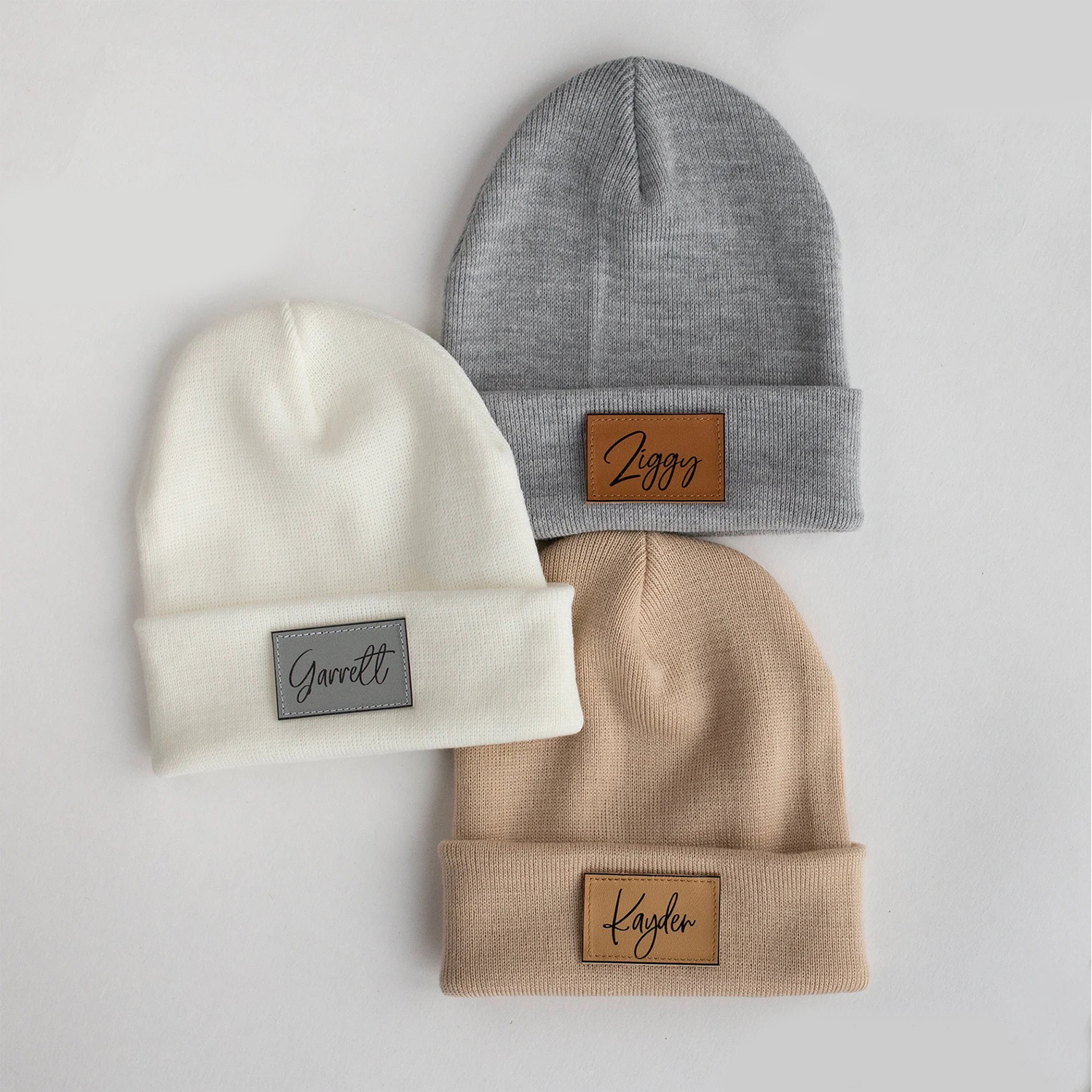 Personalized Leather Patch Beanie for Comfort & Unique | HSKid37