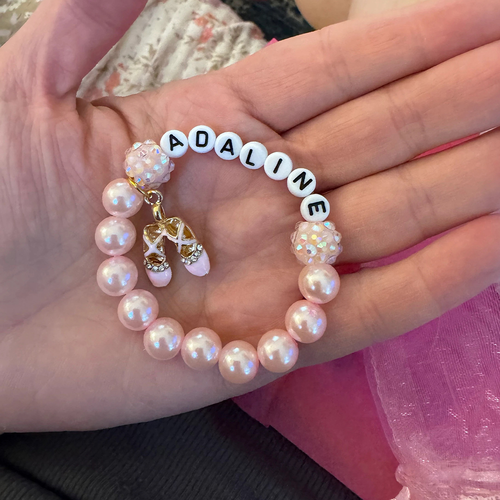 Personalized Kids Lovely Ballet Bead Bracelet With Name | CWBeach143