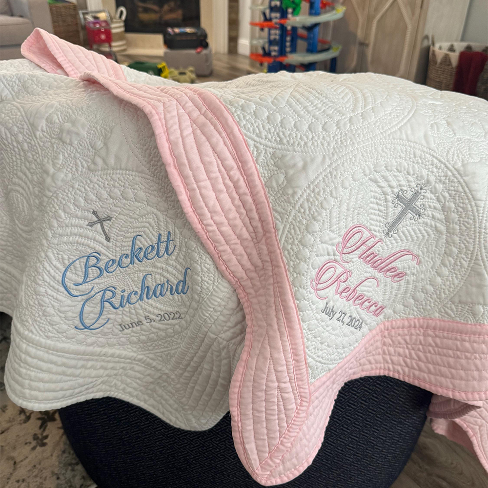 Personalized Embroidered Baptism Gift Blanket | CWBaby266