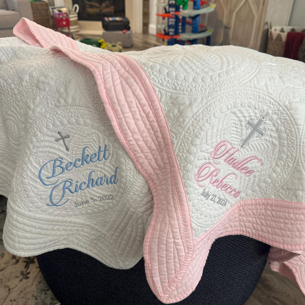 Personalized Embroidered Baptism Gift Blanket | CWBaby266