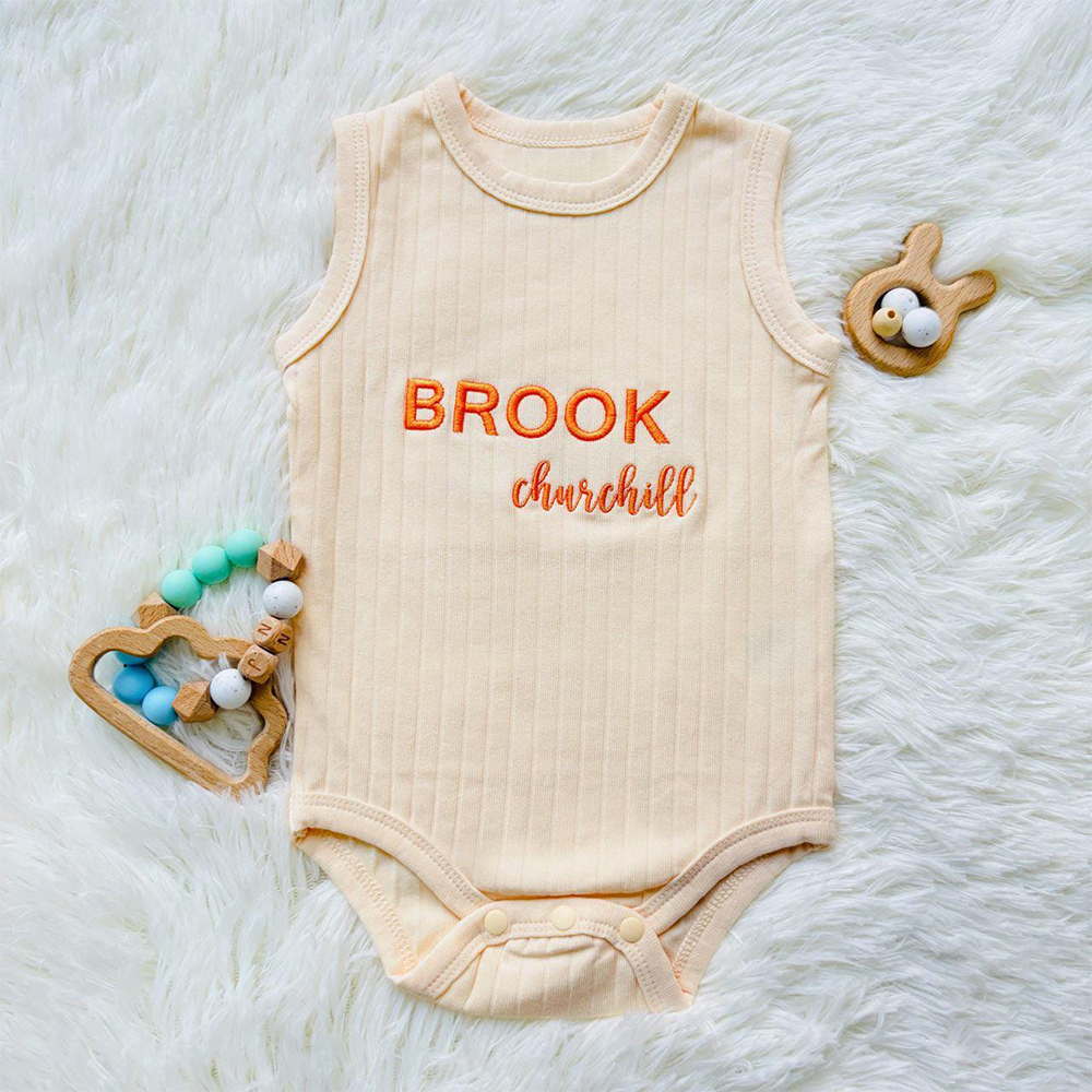 Personalized Embroidered Baby Summer Cool Breathable Romper | CWBaby264