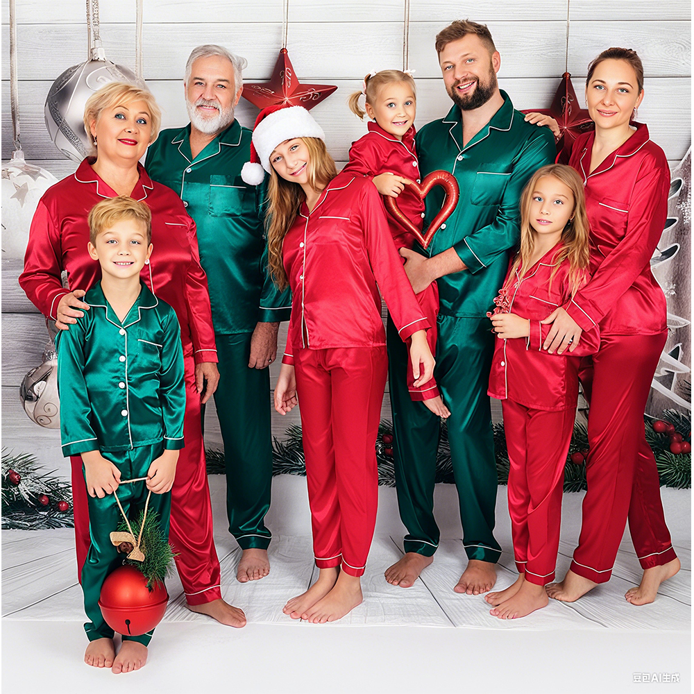 Personalized Christmas Satin Family Pajamas Set | CWFamily119