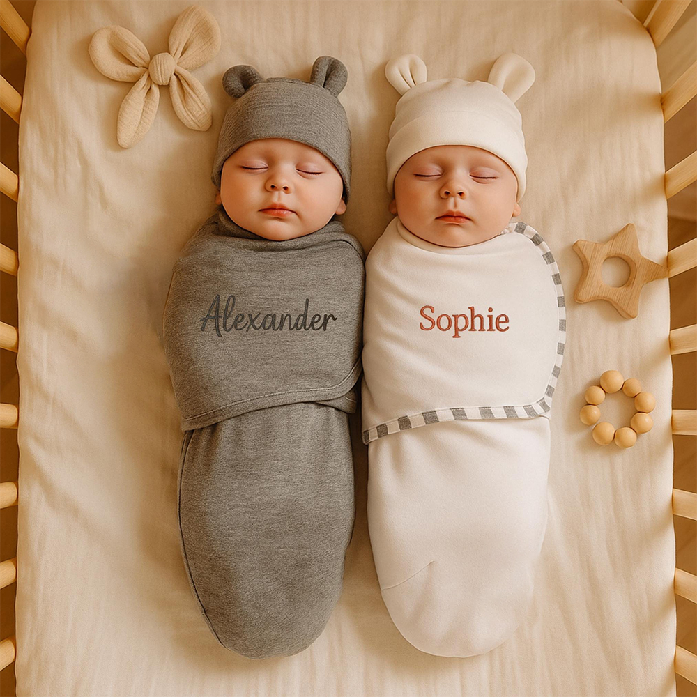 Personalized Embroidered Baby Soft Cotton Newborn Swaddle | CWBaby357