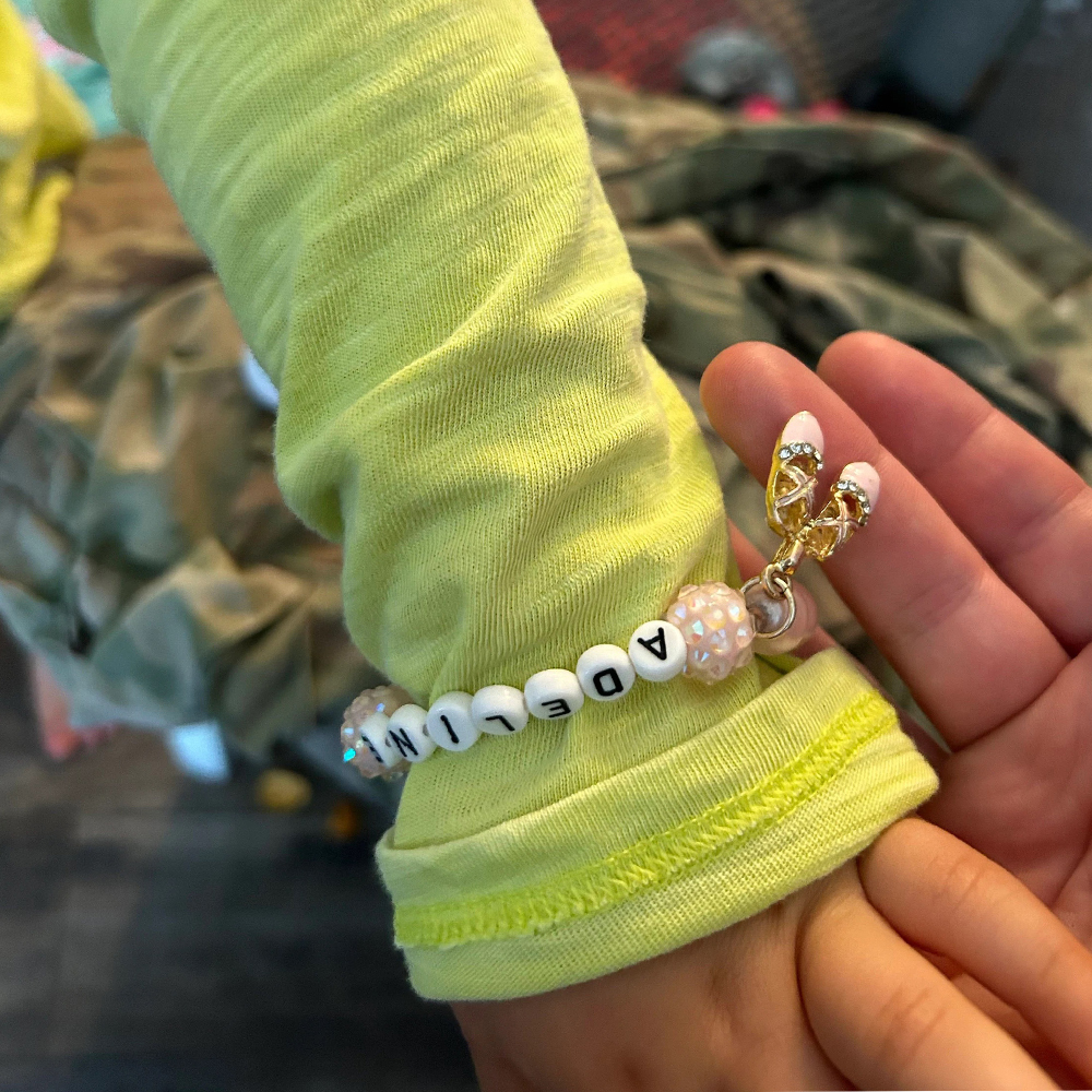 Personalized Kids Lovely Ballet Bead Bracelet With Name | CWBeach143