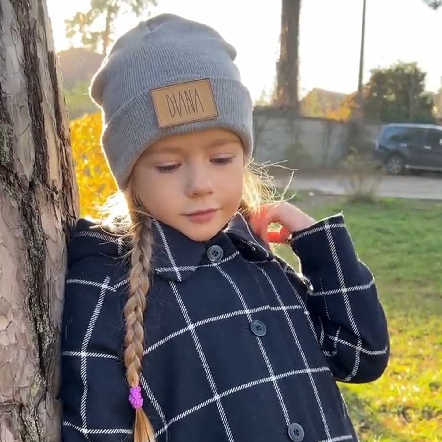 Personalized Leather Patch Beanie for Comfort & Unique | HSKid37