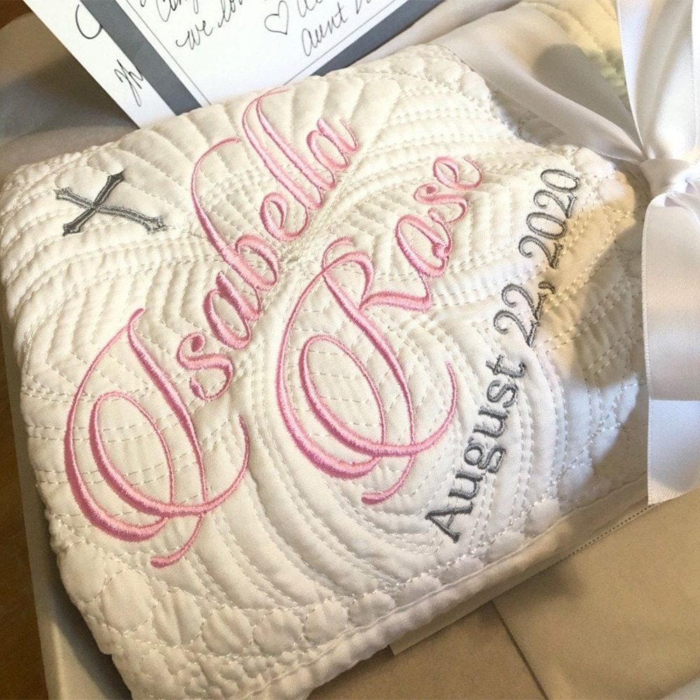 Personalized Embroidered Baptism Gift Blanket | CWBaby266
